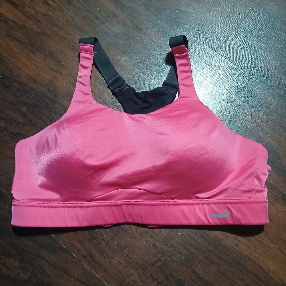 Avia Pink And Black Cross Back Sports Bra With Adjustable Straps
